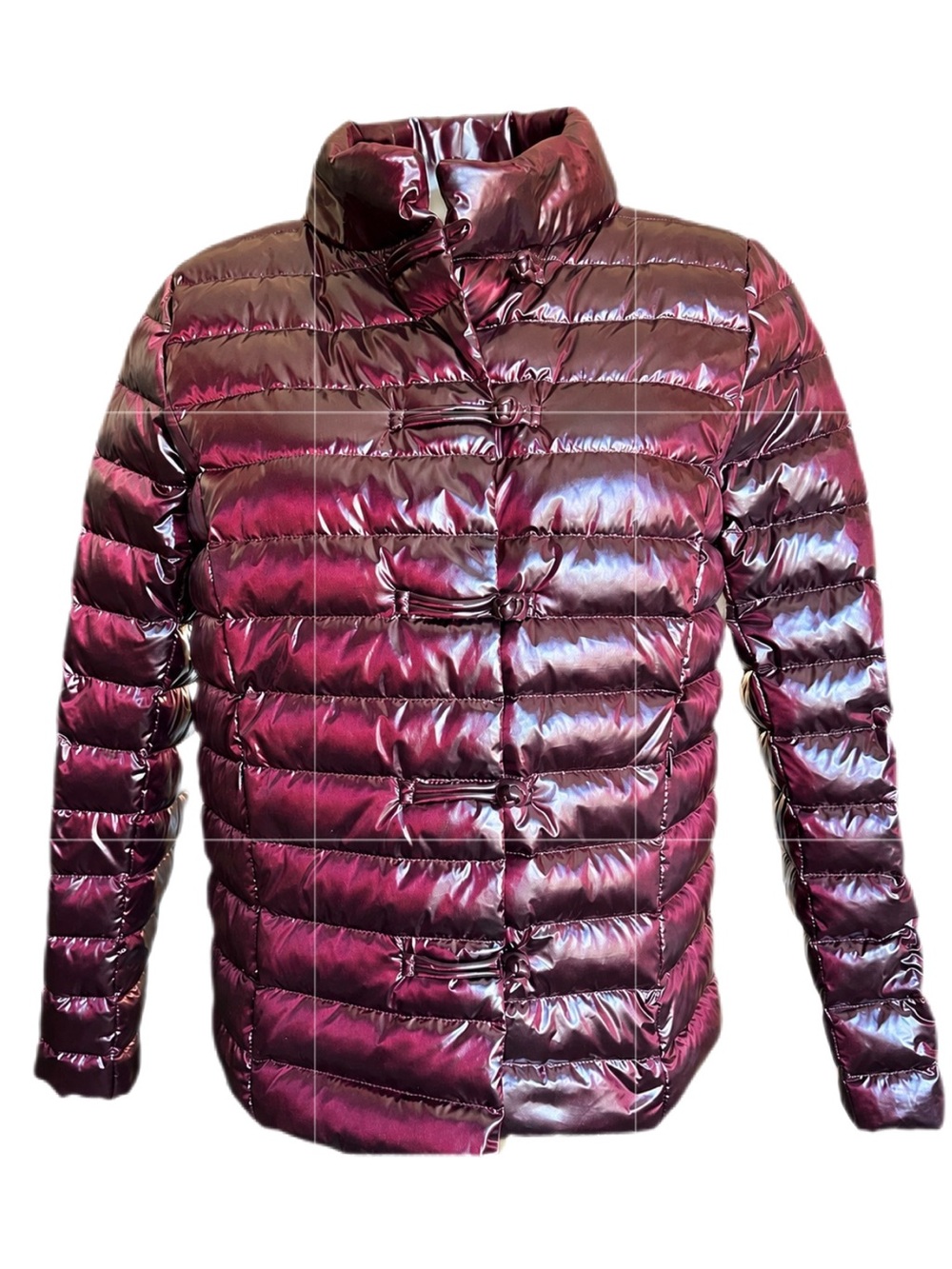J. McLaughlin Sarabeth Burgundy Metallic Down Puffer Jacket Size S